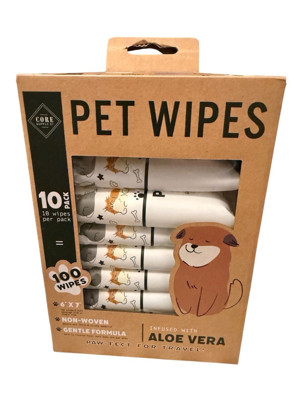 Core Supply Co Pet Wipes - Aloe Vera Scented (White) - 10 Pack